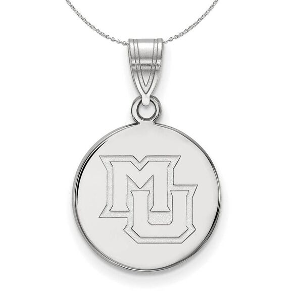 Sterling Silver Marquette U Medium Disc Necklace - 24 Inch